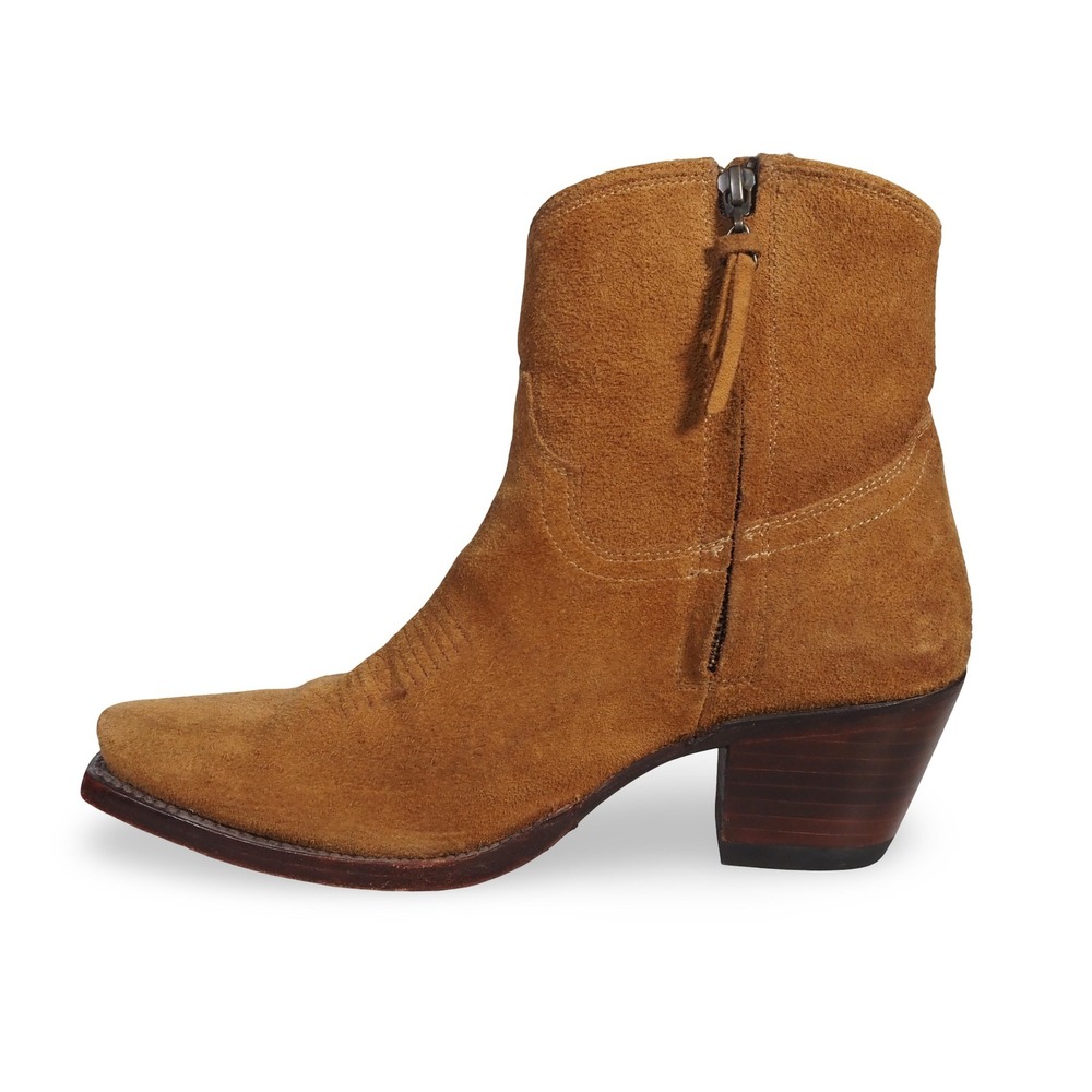 Tecovas The Daisy Sienna Suede Womens 8.5B Side Zip Ankle Western Boots Brown - Picture 6 of 11